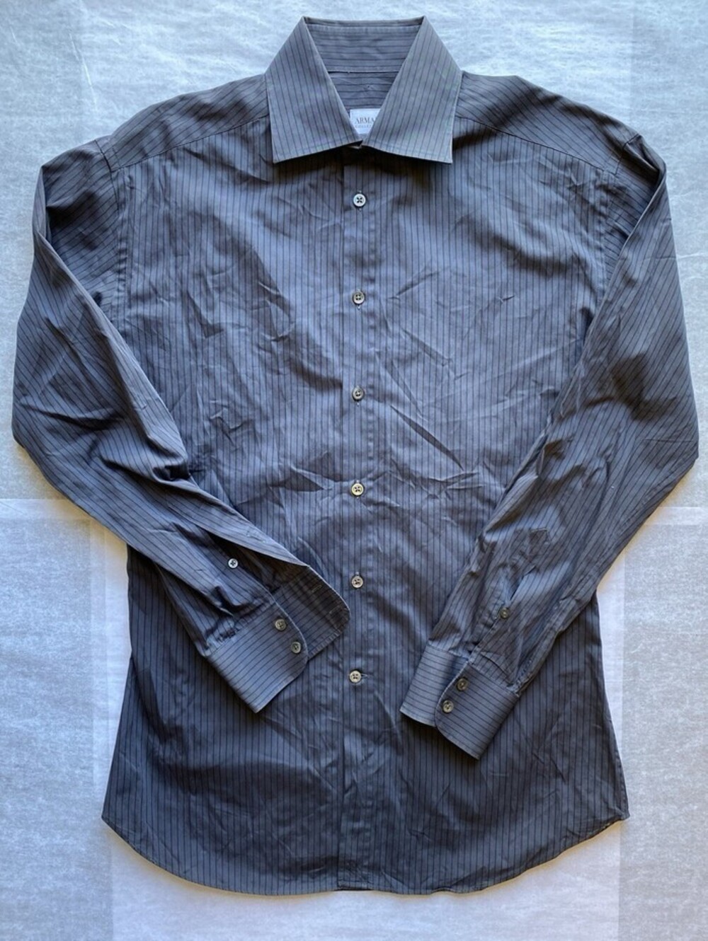 ARMANI COLLEZIONI Slim Striped Dress Shirt Dark Gray / R M